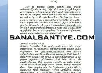 Ankara Tokide Yapılmış Yapı Stajı