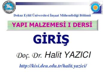 Yapı Malzemeleri 1 Ders Notları – DEÜ