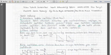 Zemin Mekaniği 1 (YTÜ) Ders Notları