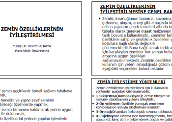 Zemin Özelliklerinin İyileştirilmesi