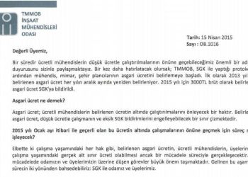 TMMOB’un Düşük Ücretlerle İlgili Bilgilendirmesi