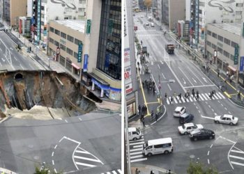 Japonya’da Çöken Yol 1 haftada Onarıldı
