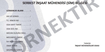 Serbest İnşaat Mühendisliği Belgesi