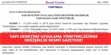 Yapı Denetimi Uygulama Yönetmeliğinde Değişiklik Resmi Gazetede!