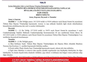 TBDY2018 Kapsamında Yapılacak/Tadilat Görecek Binaların Ruhsatlandırılmasına Dair Tebliğ Açıklaması (Örnekli)