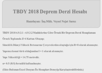 TBDY 2018 4.9.3’e Göre Örnek Bir Deprem Derzi Hesaplaması