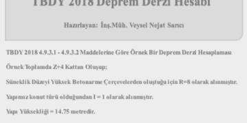 TBDY 2018 4.9.3’e Göre Örnek Bir Deprem Derzi Hesaplaması