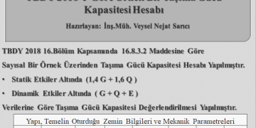 TBDY 2018 Göre Örnek Bir Taşıma Gücü Kapasitesi Hesabı