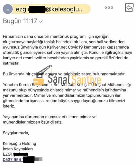 Keleşoğlu Holding'ten Makam Şöförü Mühendis - Mimar İlanı ve Basın Açıklaması