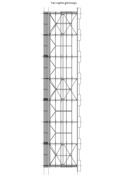 Çelik yapı hesap raporu: Yan Cephe Görünüşü